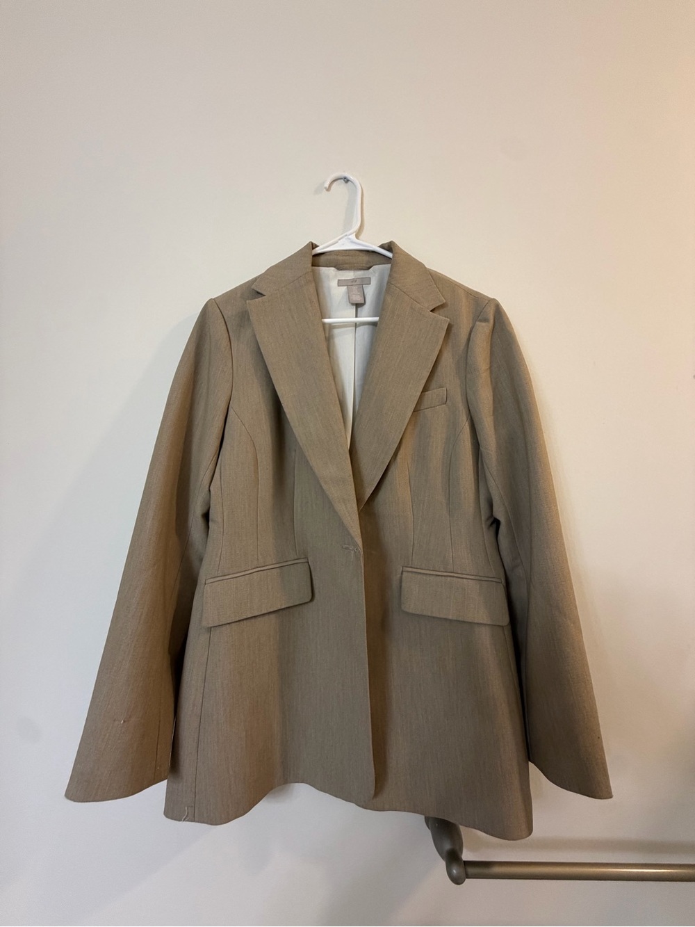 H&M Taupe Single-Button Tailored Blazer